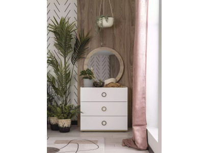 Groupe de commode avec miroir Commodes en bois blanc Ensemble de chambre à coucher