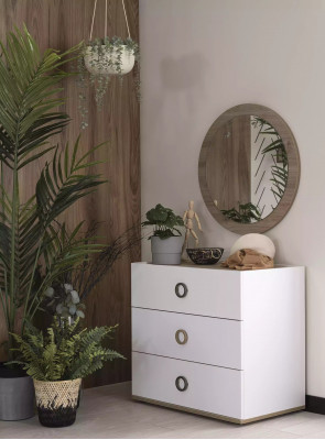 Groupe de commode avec miroir Commodes en bois blanc Ensemble de chambre à coucher