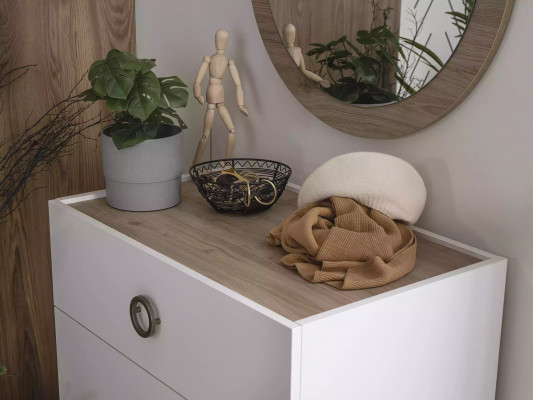 Groupe de commode avec miroir Commodes en bois blanc Ensemble de chambre à coucher