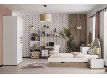 Lit complet pour enfant Mobilier pour enfant Chambre d'enfant Lit Bois Blanc Ensemble de 8 pièces