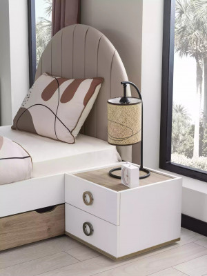 Chambre d'enfants Cadre de lit complet Mobilier pour enfants Lit en bois blanc Ensemble de 5 pièces