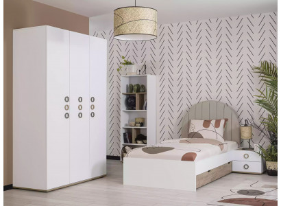 Conception Chambre d'enfants Lit Complet Mobilier Enfant Bois Blanc Ensemble 4 pièces neuf