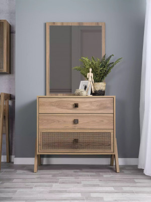 Commode complète avec miroir en bois brun en 2 parties Armoire pour chambre d'enfants