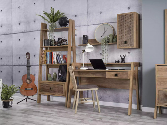 Bibliothèque pour enfants avec bureau en bois, ensemble étagère 3 pièces de couleur marron