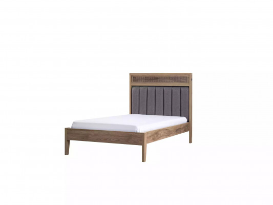 Cadre de lit Mobilier enfant Lit en bois brun Lit pour jeune de 100 cm classique