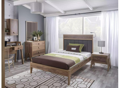 Meubles pour enfants Lit complet Chambre d'enfants Lit Bois Marron Ensemble 4 pièces