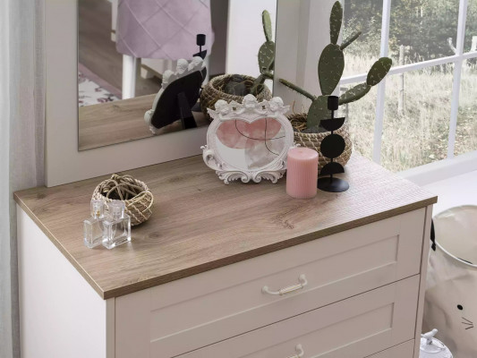 Ensemble armoire de chambre suite 3 pièces Commode en bois blanc
