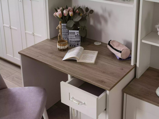 Bureau d'ordinateur Bureau Enfant en bois Bibliothèque Blanche