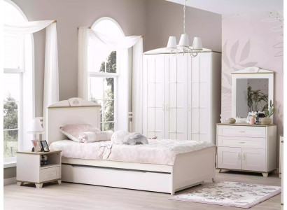 Lit enfant lit fonctionnel lit en bois lit extensible blanc ensemble 5 pièces neuf