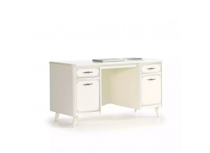 Bureau informatique à deux pièces en bois blanc pour enfants