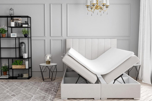 Lit de luxe Mobilier rembourré Chambre à coucher Lit boxspring Design Lit double neuf