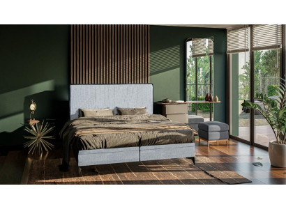 Lit double moderne Lit double de concepteur Chambre à coucher Tissu d'ameublement Mobilier Lits