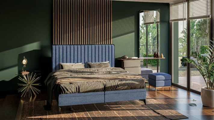 Lit double moderne Lit double de concepteur Chambre à coucher Tissu d'ameublement Mobilier Lits
