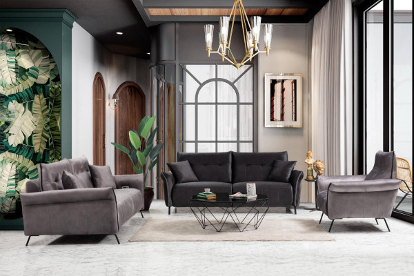Ensemble de canapé moderne 3 pièces avec fauteuil de luxe pour salon, ensemble de canapés trois places.