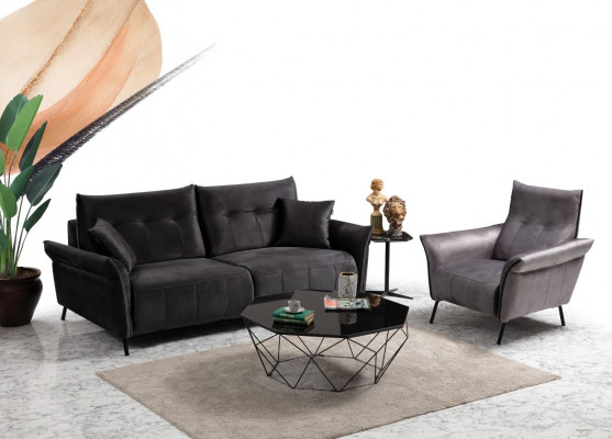 Ensemble de canapé moderne 3 pièces avec fauteuil de luxe pour salon, ensemble de canapés trois places.