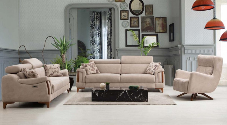 Ensemble de canapé Salon Canapé trois places Complet Fauteuil simple en tissu Meubles