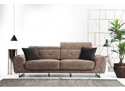 Canapé trois places de style moderne, design de luxe en textile capitonné