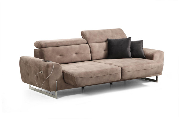 Canapé trois places de style moderne, design de luxe en textile capitonné