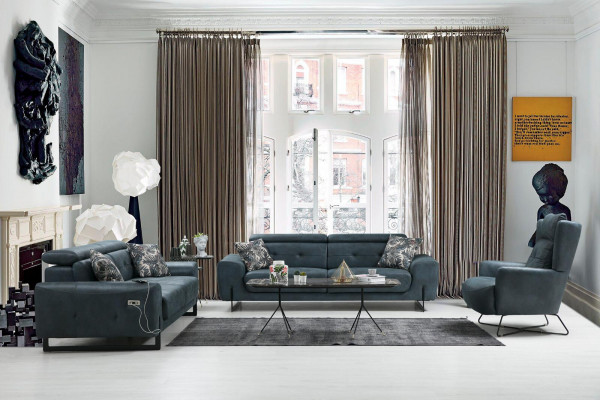 Ensemble moderne de 3 pièces pour le salon, set de canapé design, fauteuil rembourré neuf