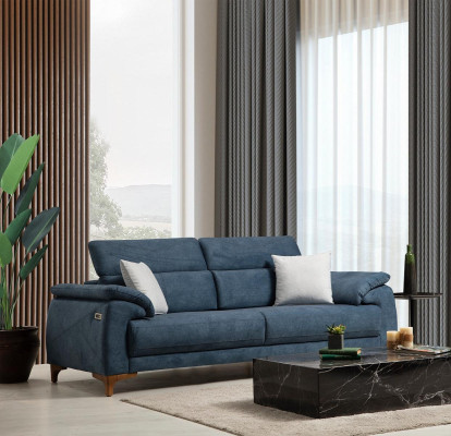 Canapé Canapé Salon Mobilier Moderne Trois Places Canapé Bleu Design Rembourré