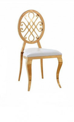 Chaise design Fauteuil Sièges Rembourrage Chaises Tissu de luxe en acier inoxydable Chaise Salle à manger