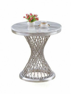 Table d'appoint ronde Table basse en acier inoxydable Mobilier de luxe Salon Rond