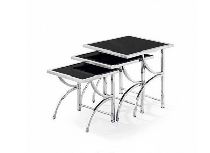 Table basse en acier inoxydable Design 3x Table basse Canapé Canapé Table de journaux