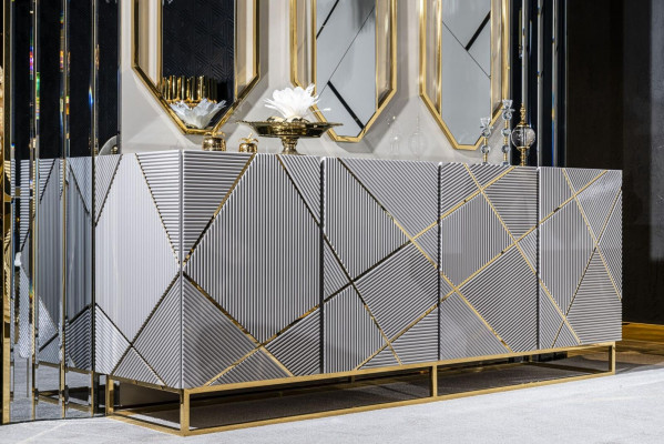 Buffet de salon Commode Gris Buffets Armoires Commodes Mobilier Bois