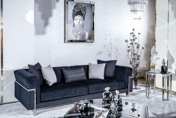 Luxussofa 3-Sitzer Sofas Textilsofa Designmöbel Dreisitzer Schwarz