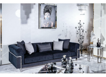 Luxussofa 3-Sitzer Sofas Textilsofa Designmöbel Dreisitzer Schwarz