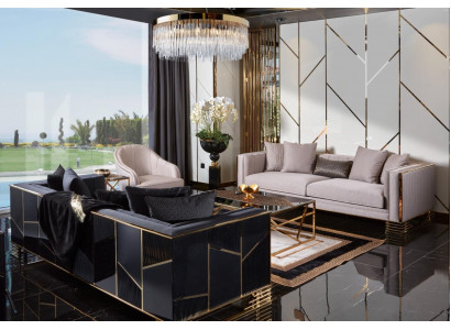 Ensemble de canapé Canapé Fauteuil 3+3+1 place Table basse Table d'appoint Ensemble de 5 pièces