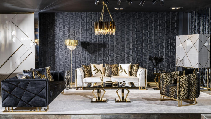 Salle de séjour Ensemble de canapé 3+3+1 Table basse Table d'appoint Ensemble 5 pièces neuf