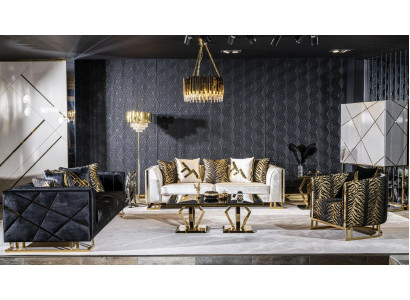 Salle de séjour Ensemble de canapé 3+3+1 Table basse Table d'appoint Ensemble 5 pièces neuf