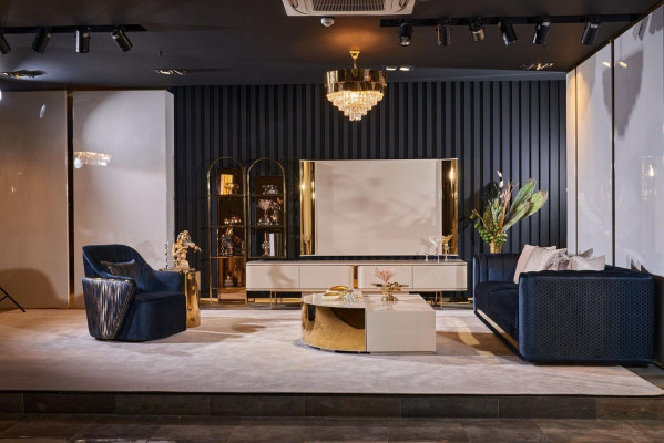 Meuble TV bas, meuble TV bas, buffet, salon moderne en bois noir design