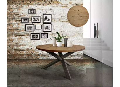 Salle à manger Table ronde en bois de style cuisine ronde moderne marron de 140 cm
