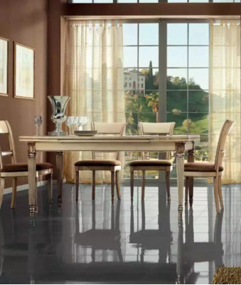 Table de salle à manger style italien 4 chaises table en bois ensemble de salle à manger design 5 pièces