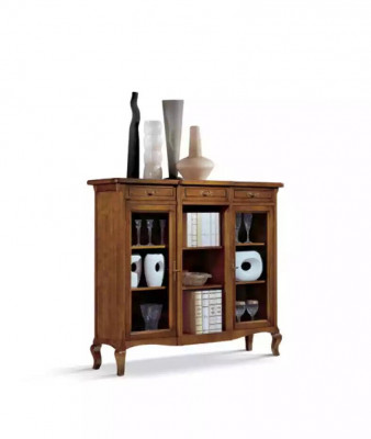 Vitrine Salon Meubles Buffet Bois Vitrines Brun Armoire Bois massif