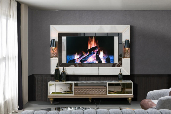 Unité murale Suite Armoire de télévision meuble tv banc bas table bois luxe armoire XXL