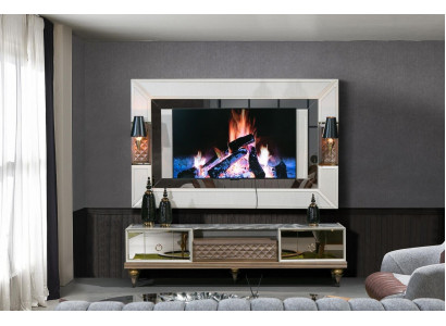 Unité murale Suite Armoire de télévision meuble tv banc bas table bois luxe armoire XXL