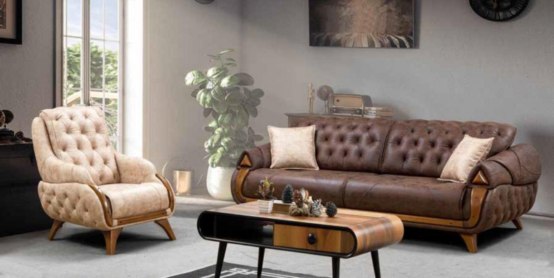 Fauteuil Siège Design Classique Salon Rembourrage Fauteuil Simple Style Cuir