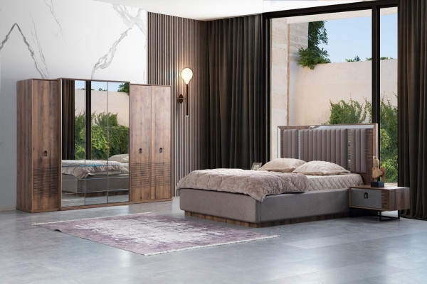 Ensemble de chambre gris-brun pour des environnements de vie modernes