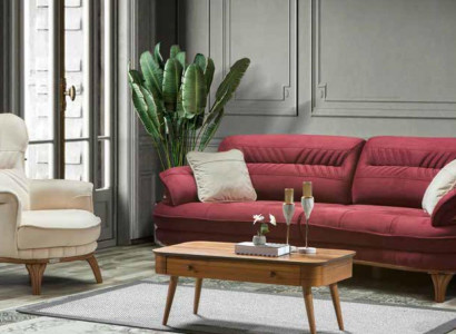 Canapé 3 places + Fauteuil Salon Canapé Canapé Fauteuil Tissu de luxe Meubles