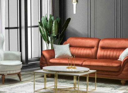 Canapé 3 places + fauteuil de salon Canapé Canapés Fauteuil Tissu Mobilier de luxe