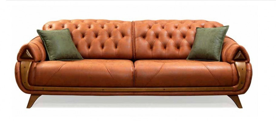 Un canapé-lit trois places de luxe en tissu classique pour trois personnes.