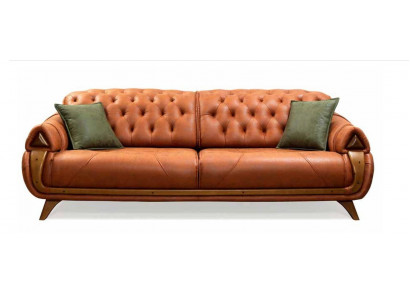 Un canapé-lit trois places de luxe en tissu classique pour trois personnes.