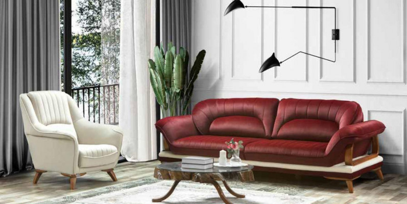 Suite de canapé de luxe Ensemble de canapés 3+3+1 places Fauteuil en tissu 3 pièces.