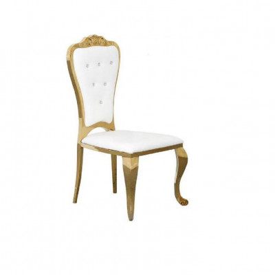 Style moderne Fauteuil élégant Chaise Blanche Tissu d'Assise en Métal Textile