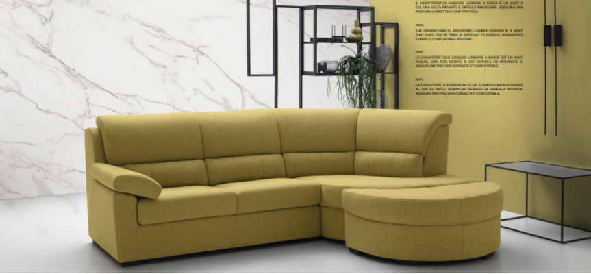 Italien Meubles Textile Jaune Moderne Luxe Canapé d'angle en L Forme Noble Moderne alfitalia
