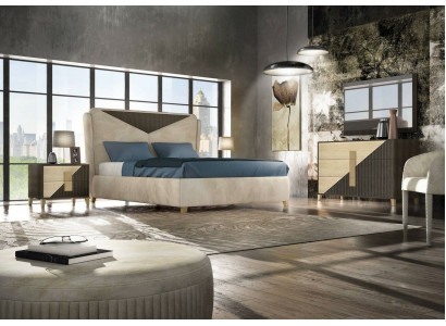 Lit Table de chevet Commode Ensemble de chambre 4 pcs. Design de luxe moderne lits nouveaux