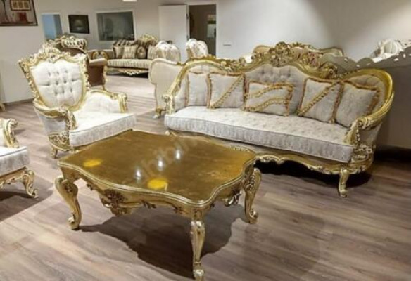 Ensemble de canapés en or Ensemble de canapé 5 pièces avec table basse Chesterfield Baroque